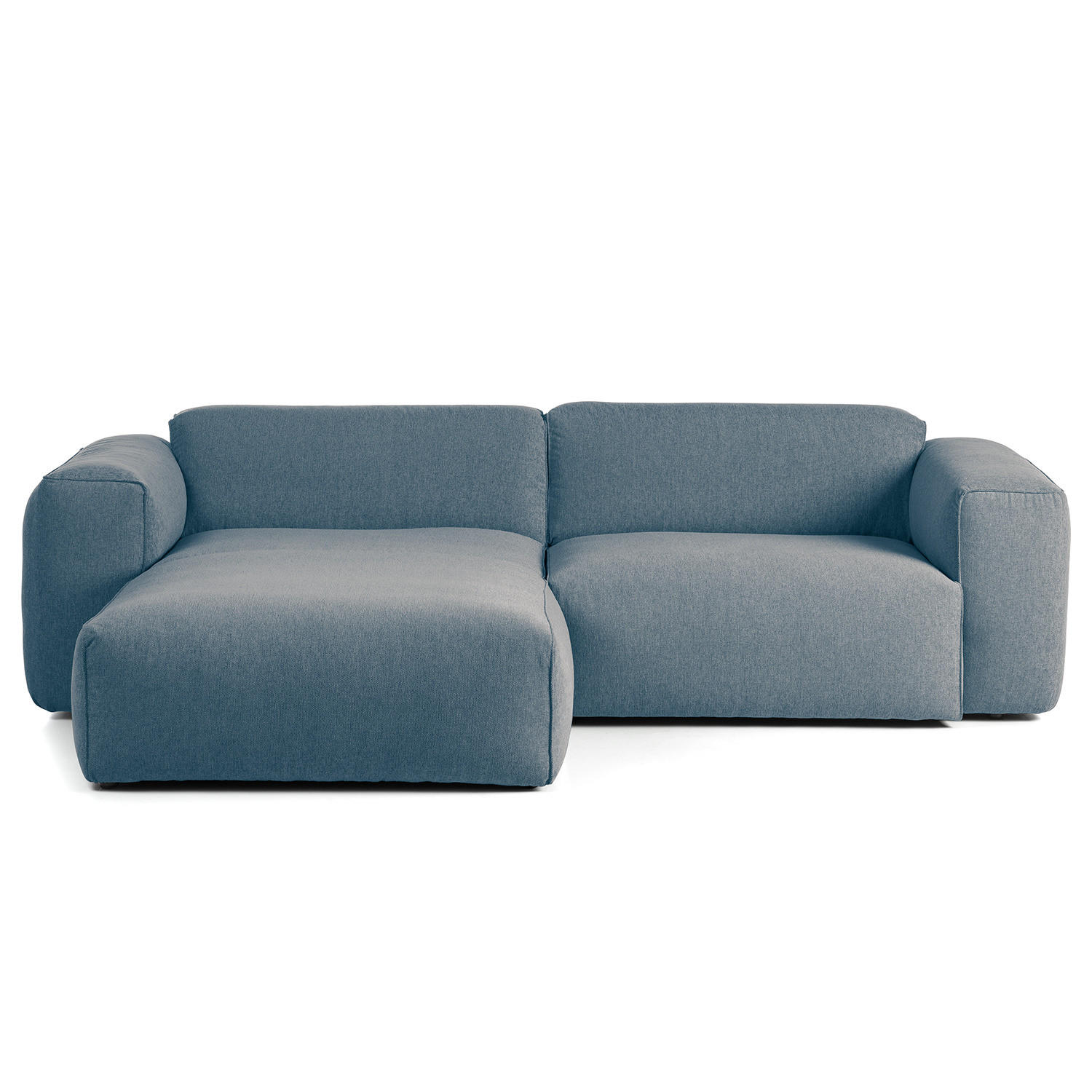 1,5-SITZER ECKSOFA mit Longchair - Blaugrau/Schwarz, Kunststoff/Textil (260/173cm) - home24