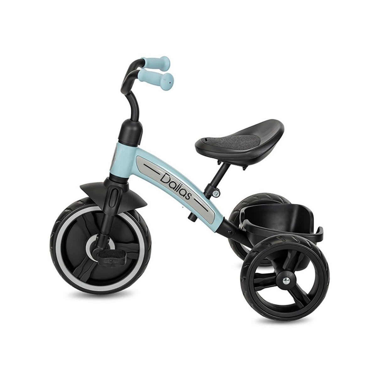 DREIRAD Dallas hellblau ergonomischer Sitz, höhenverstellbar, EVA-Räder, Korb - Blau, Metall (68/48/58cm) - Lorelli
