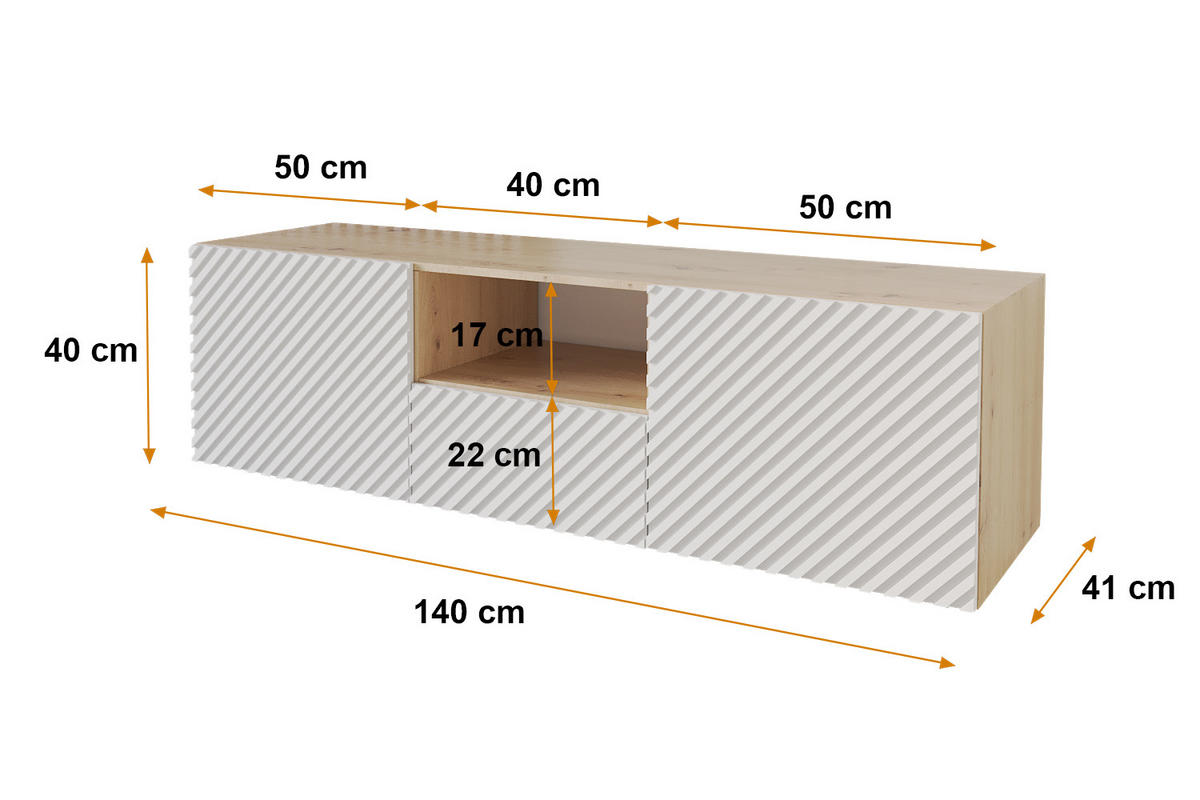 LOWBOARD ZENO-W 140x40x41 cm - Artisan / Weiß - Weiß, Holzwerkstoff (140/40/41cm) - ALTDECOR
