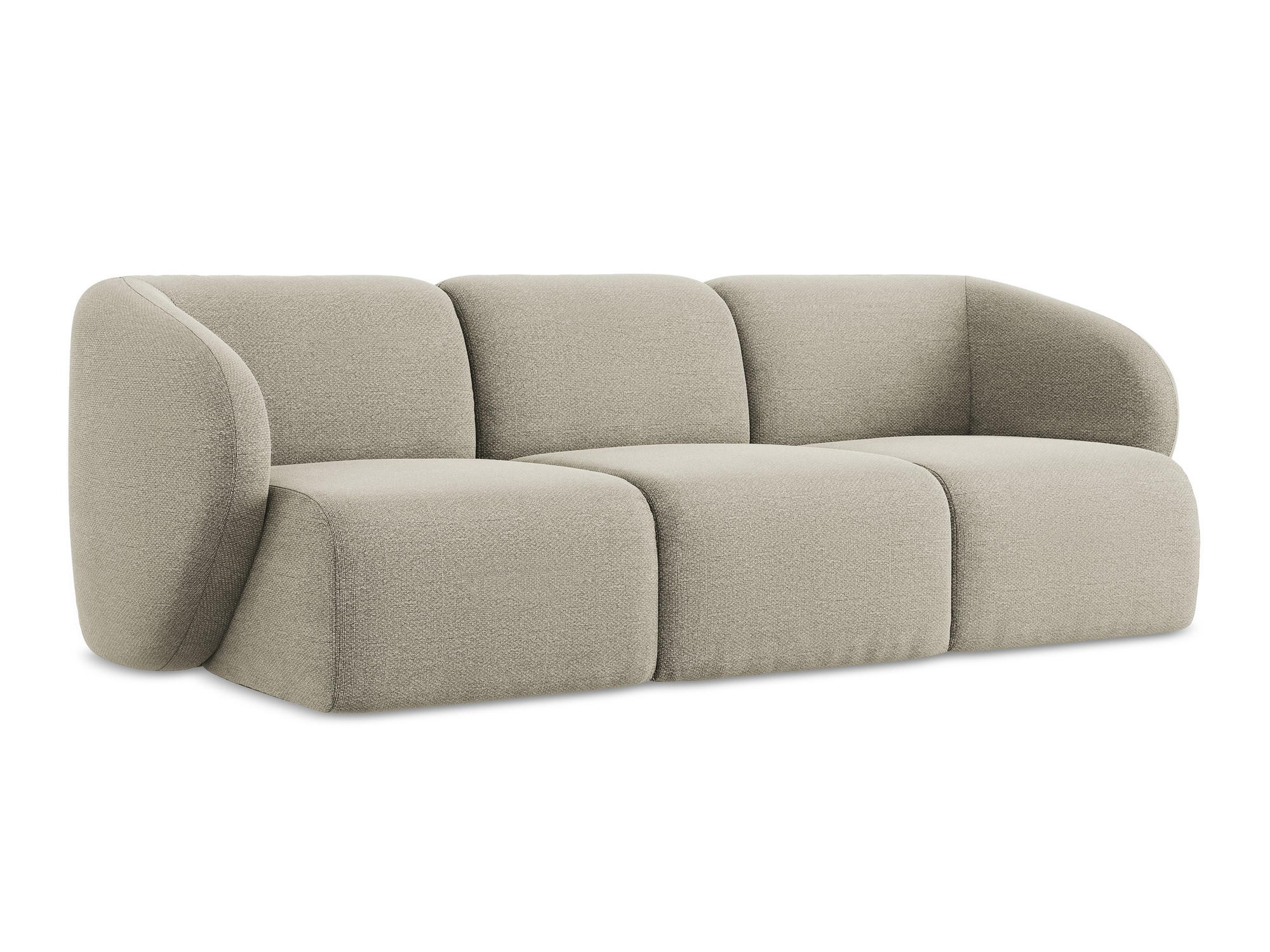 3-SITZER SOFA Bouclé Stoff Grau - Taupe/Schwarz, Holzwerkstoff/Kunststoff (244/75/94cm) - Makamii