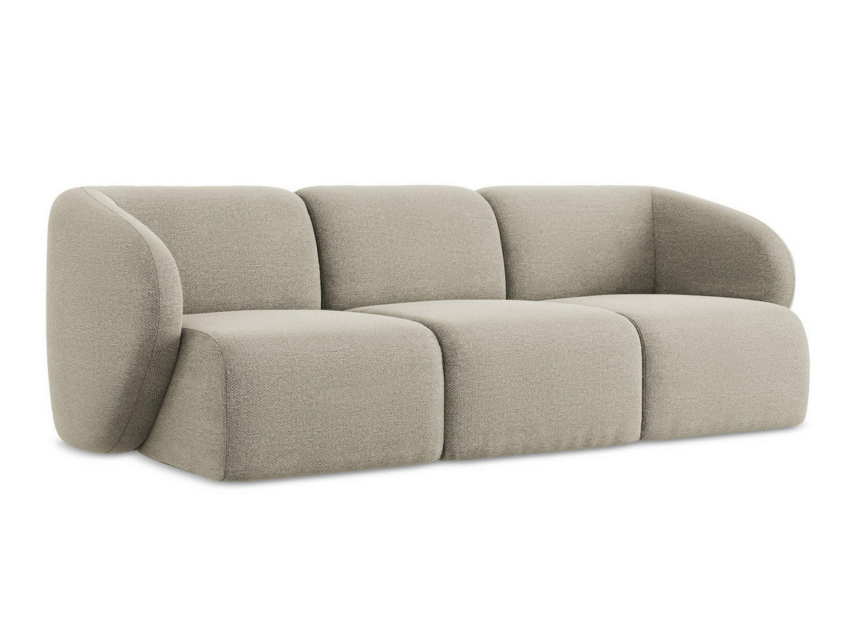 3-SITZER SOFA Bouclé Stoff Grau - Taupe/Schwarz, Holzwerkstoff/Kunststoff (244/75/94cm) - Makamii
