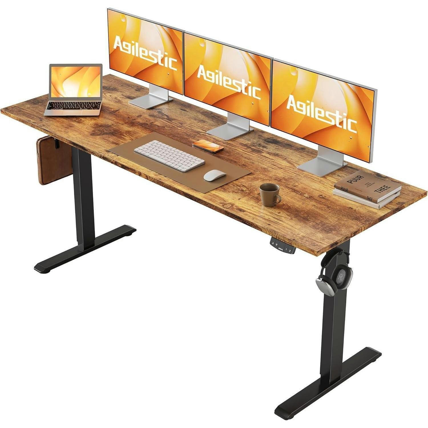 SCHREIBTISCH höhenverstellbar elektrisch 160 x 60 cm Braun - Braun, Holzwerkstoff (160/60/75cm)