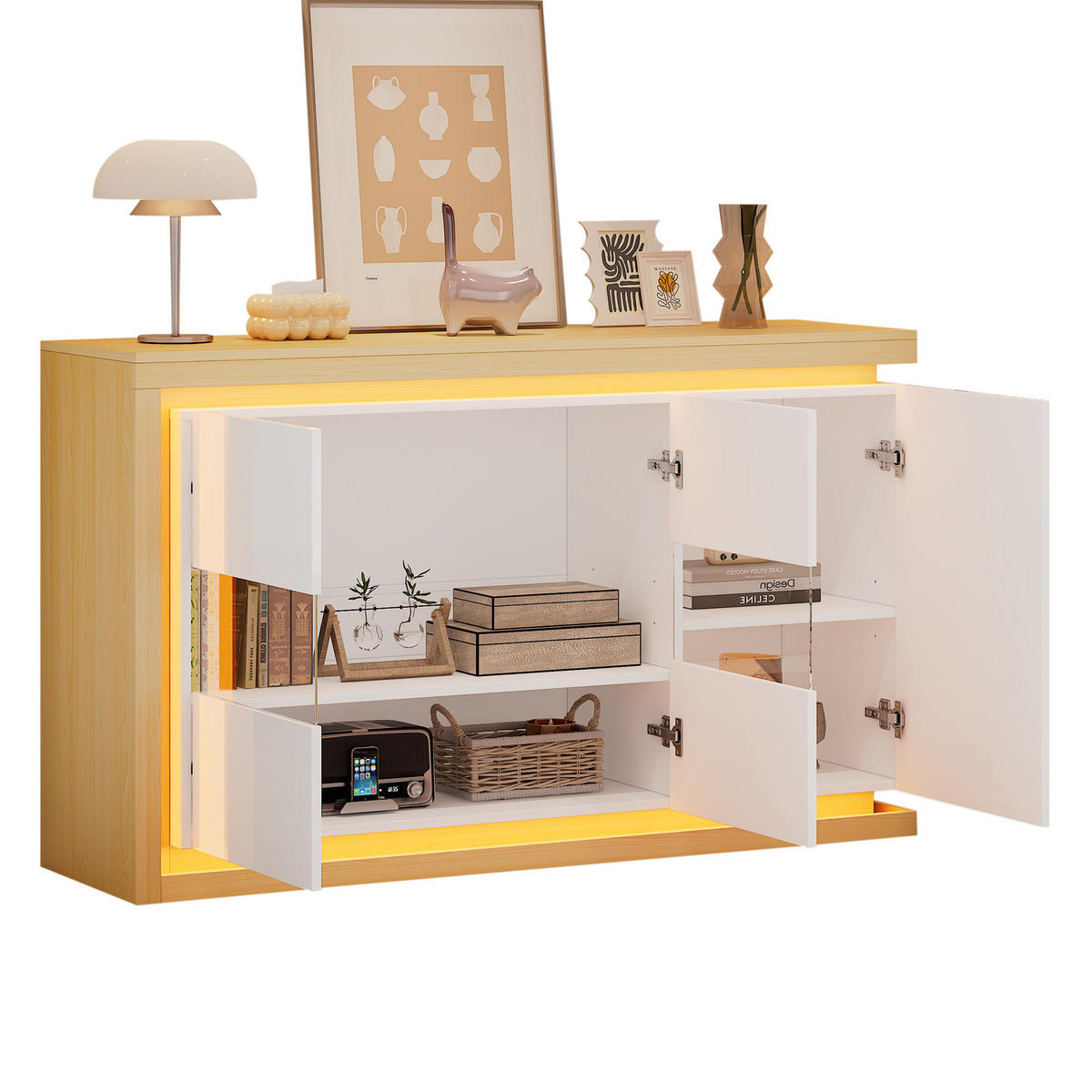 SIDEBOARD Weiß 140/40/84 cm - Weiß, Holzwerkstoff (140/84/40cm) - PANGIVO