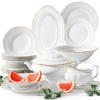 TAFELSERVICE 6 Personen Chodziez MARIA TERESA 23-tlg Porzellan mit Goldrand, Weiß / Gold - Goldfarben/Weiß, Keramik (25/2/25cm) - KONSIMO®
