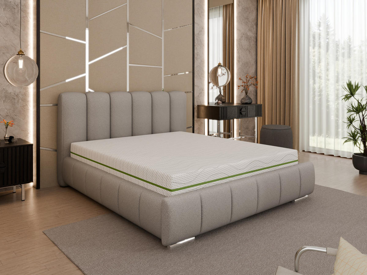 POLSTERBETT Zaira 160x200cm – Elegantes Polsterbett für modernen Wohnstil , ZONIERTE MULTI-TASCHEN-FEDERKERN (24cm), hellgrau - Hellgrau, Holz (160/200cm) - Homesy