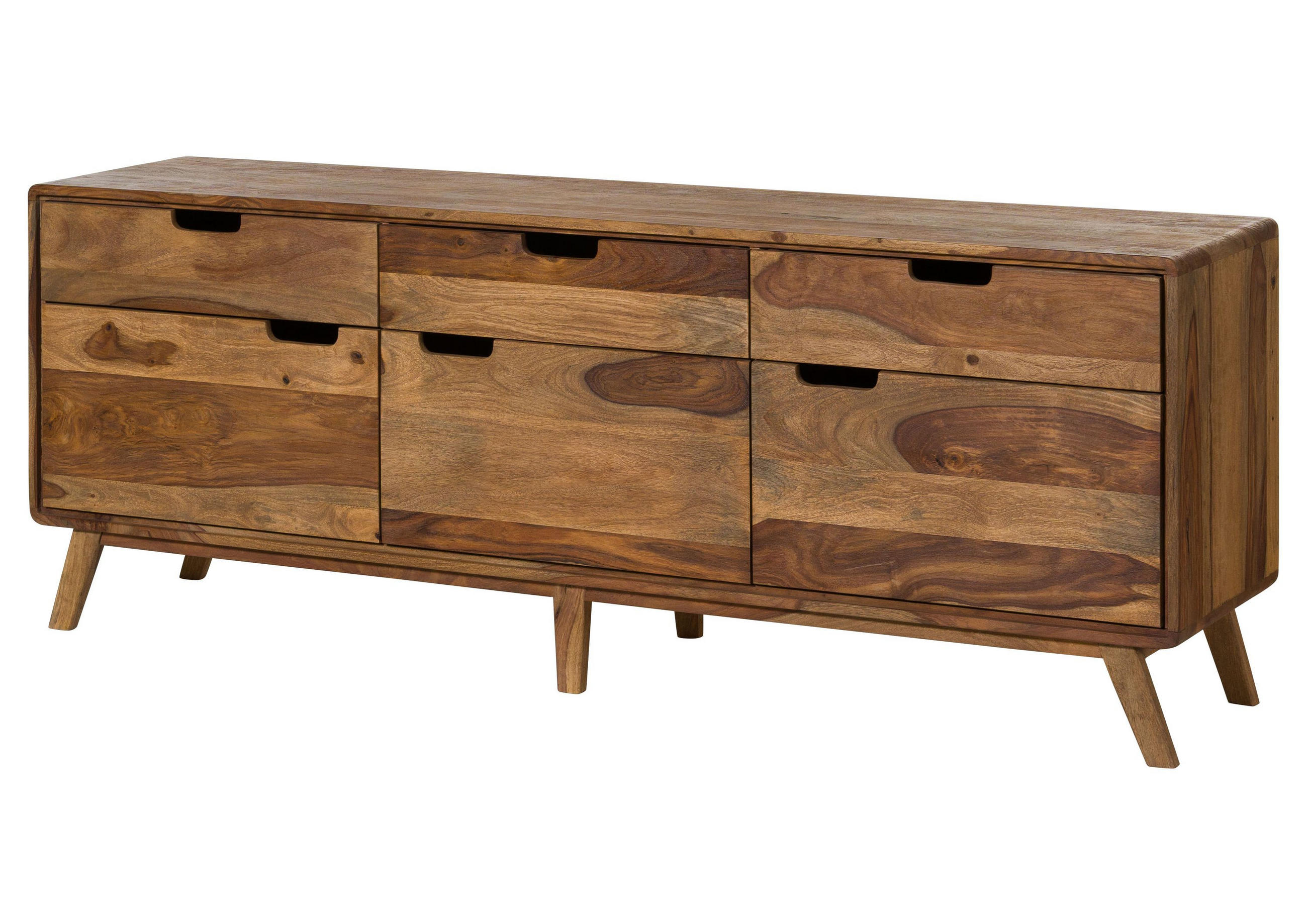 SIDEBOARD Sheesham 180x40x65 natur sandgestrahlt lackiert MALMÖ 2 #231 - Braun, Holz (180/65/40cm) - Massivmoebel24