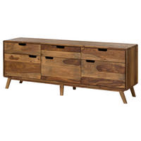 SIDEBOARD Sheesham 180x40x65 natur sandgestrahlt lackiert MALMÖ 2 #231 - Braun, Holz (180/65/40cm) - Massivmoebel24