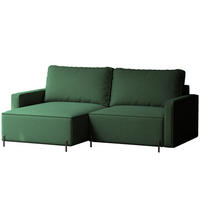 ECKSOFA LEO Links, mit Schlaffunktion und Bettkasten, Grün - Grün, Textil/Metall (229/148cm) - Idohome