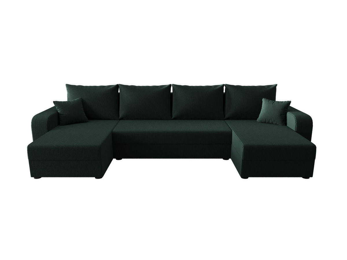 WOHNLANDSCHAFT HEWLET U BIS Zoom 10 mit Schlaffunktion - Dunkelgrün, Textil (305/90/140cm) - Bedante