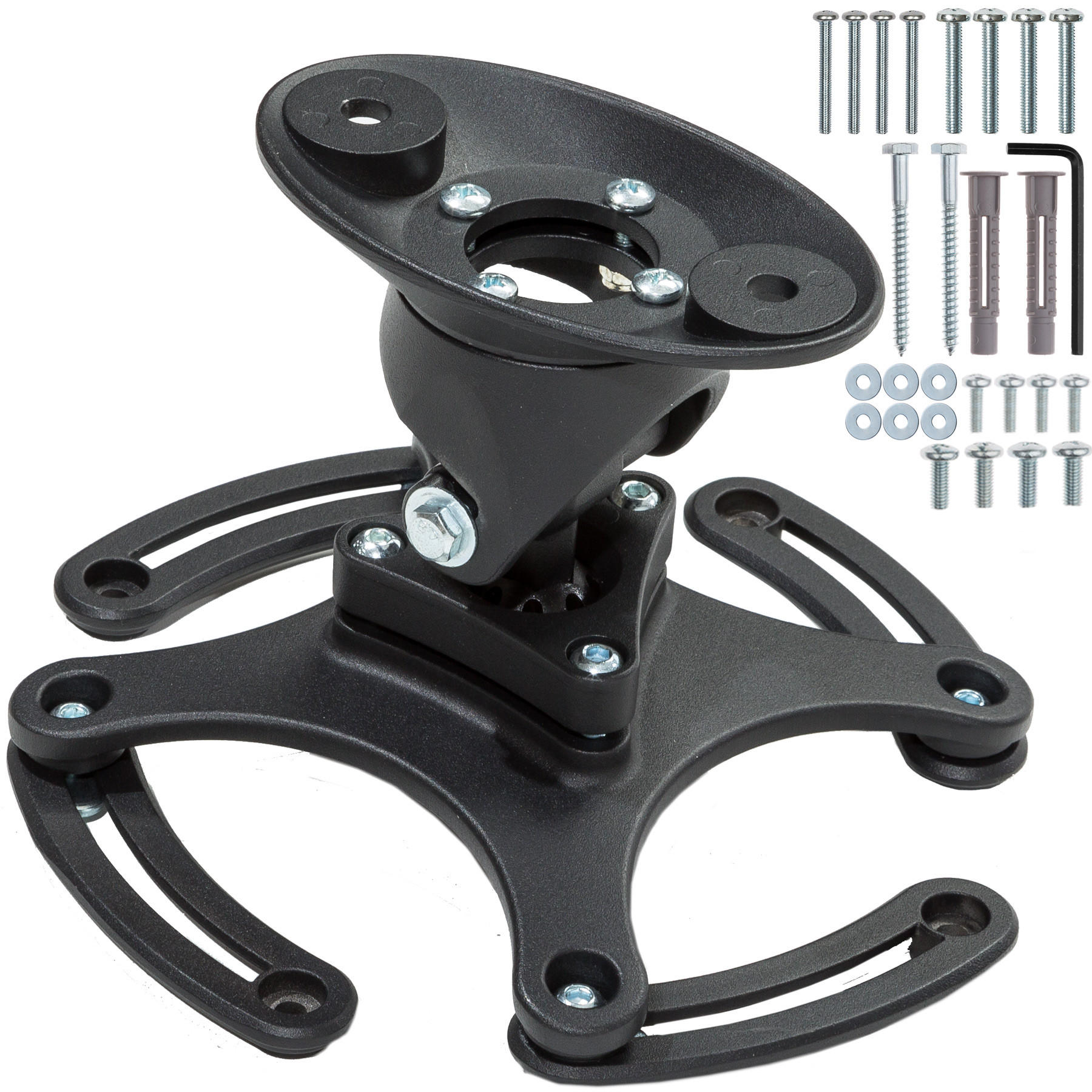 BEAMER-DECKENHALTERUNG Universal, Lochabstände 120 - 235 mm,schwarz - Schwarz, Metall (12/0.2/23.5cm) - tectake