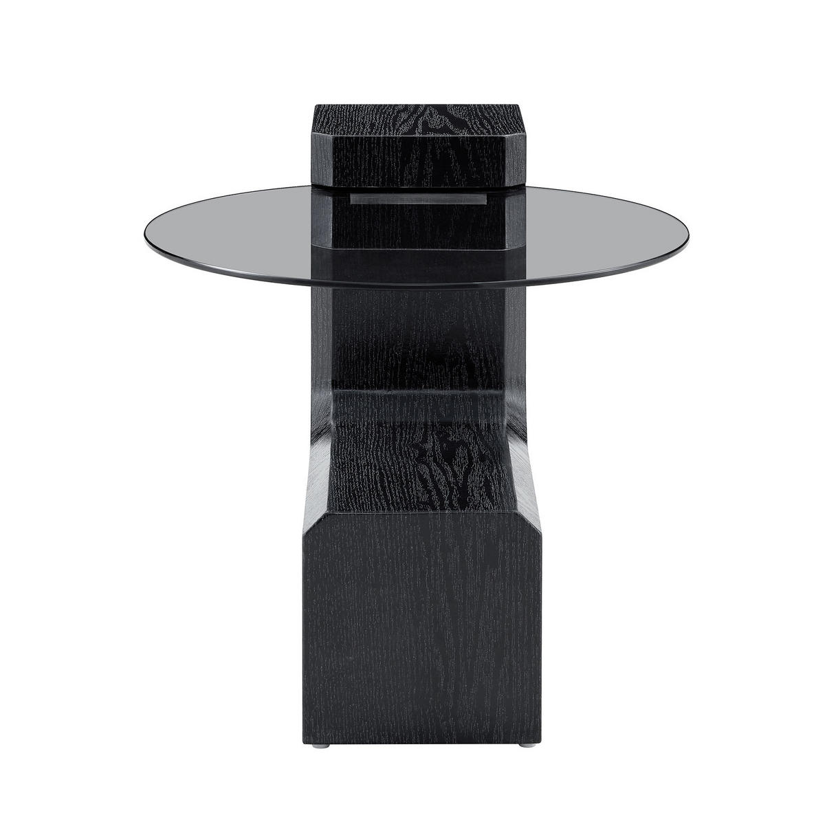 COUCHTISCH mit Ablage 61 cm, trennbar, aus Glas und MDF in schwarzer Holzoptik - Schwarz, Holzwerkstoff (61/61/30cm) - BEAOK