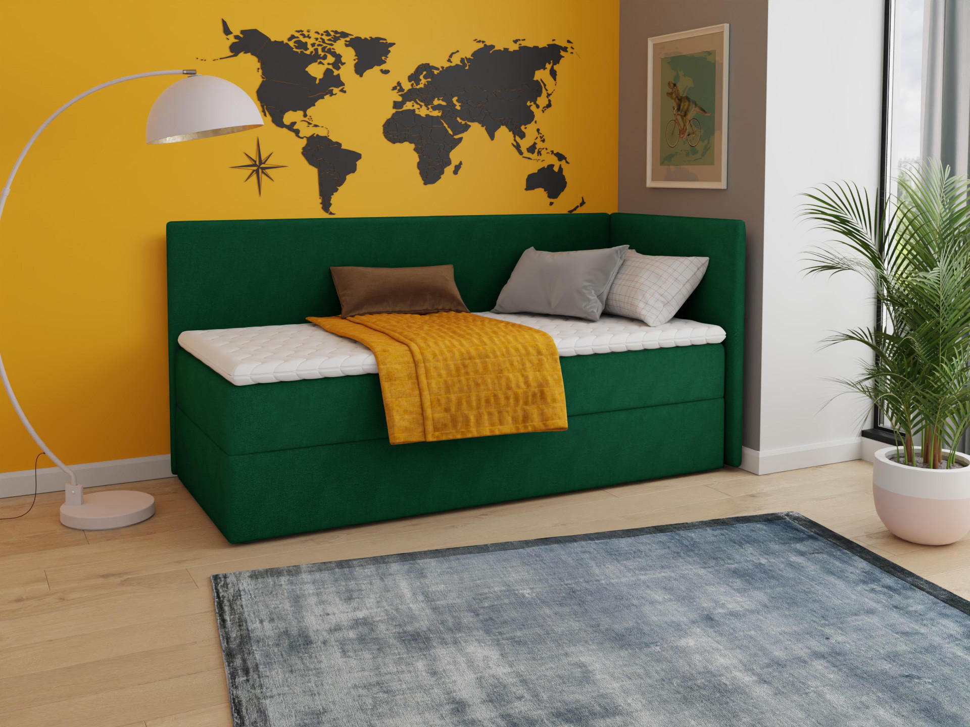 BOXBETT Flame - 80x200 - grün (Kronos 19, Velvet - Kronos) - Schwarz/Grün, Holz/Holzwerkstoff (80/200cm) - Sofnet