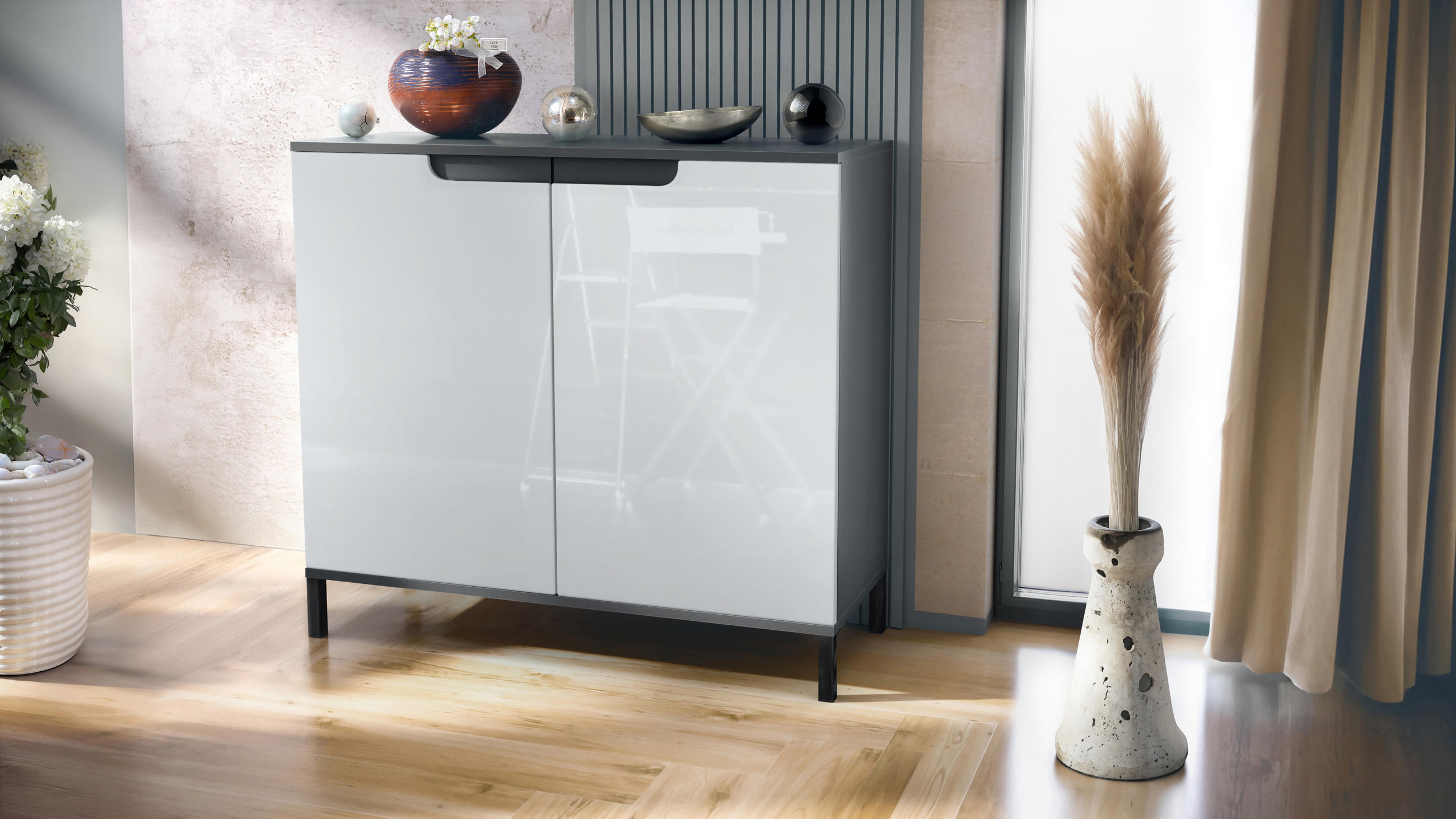 KOMMODE Sylt Weiß Hochglanz - Weiß Hochglanz, Holzwerkstoff (92.5/83.5/35cm) - Vladon