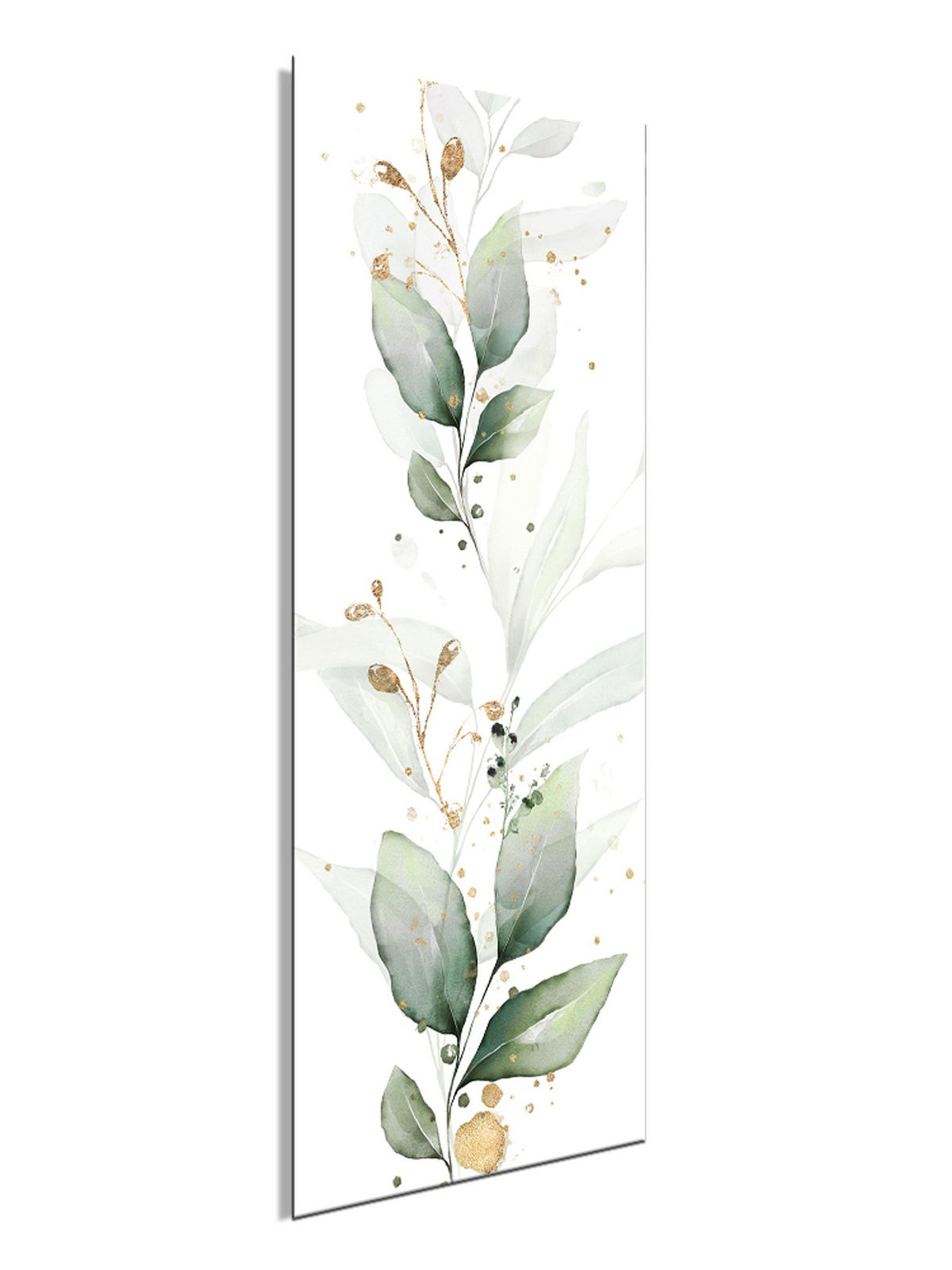 GLASBILD 30x80 cm Eukalyptus grün gold - Beige, Glas (30/80cm) - artissimo