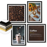WANDBILDER 4er-Set - 50x50 cm & 40x60 cm Schwarzer Rahmen - Italienische Frühstückskaffeebohnen - Schwarz, Kunststoff (50/50cm) - ArtPrintCave