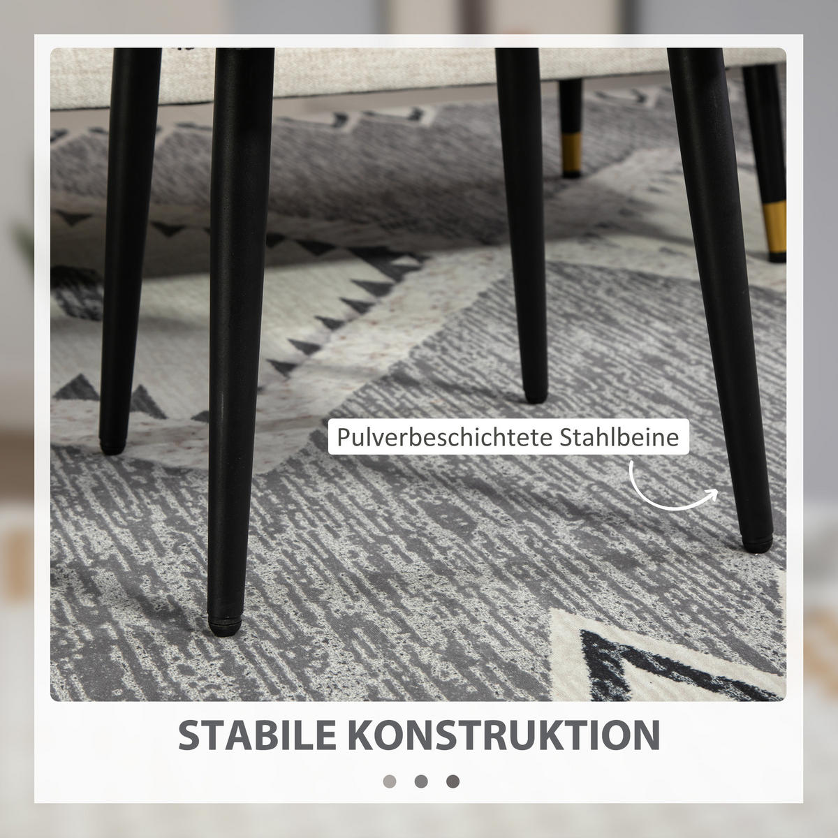 FUSSHOCKER Sitzhocker Quadratischer Schminkhocker mit Kaschmir-Optik, Stahlbeine - Dunkelgrau, Kunststoff (42/44/42cm) - HOMCOM