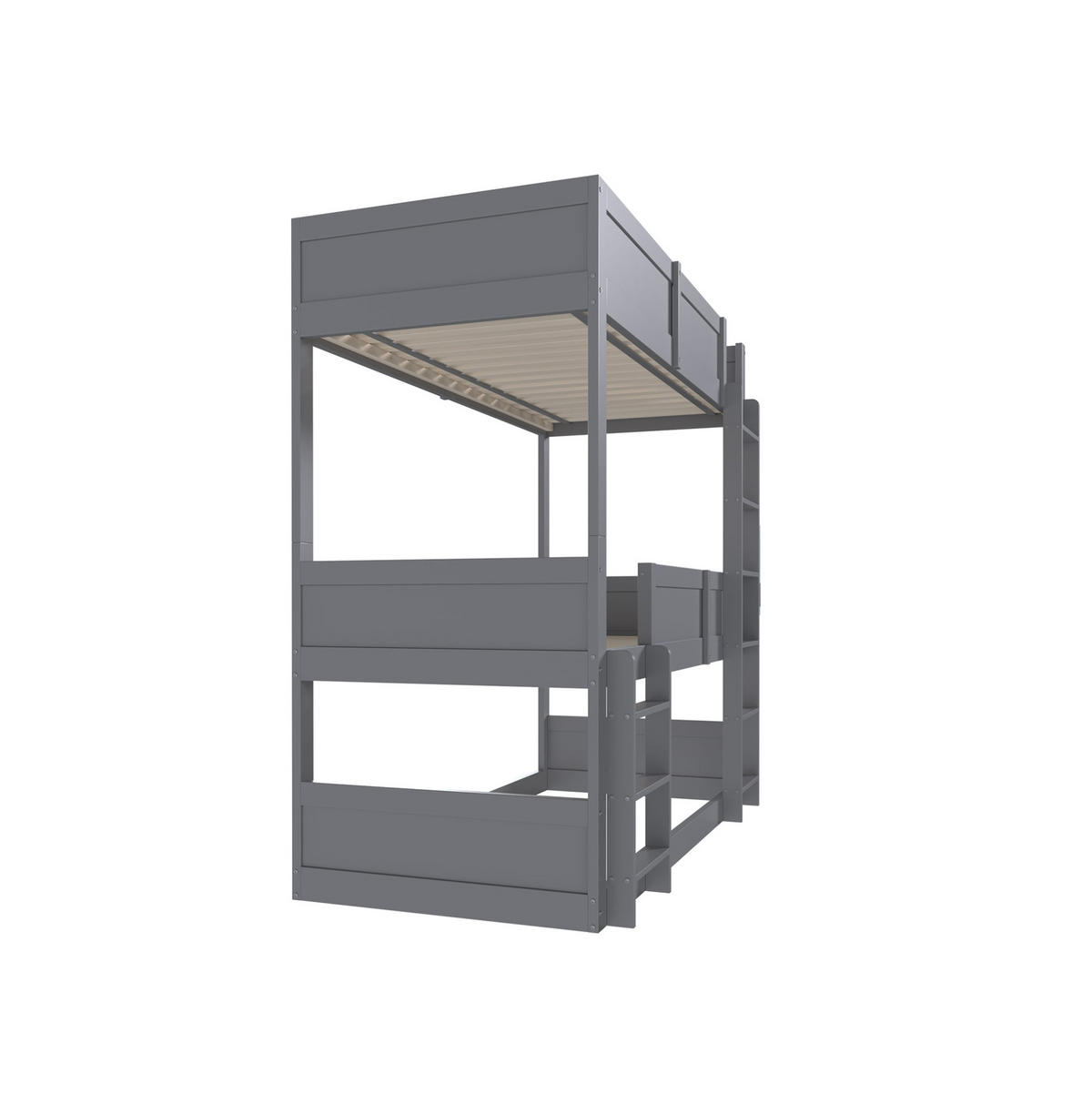 HOCHBETT 90/200 cm Grau aus Massivholz mit 3 Schlafplätzen - Grau, Holz (90/200cm) - MIVRAY
