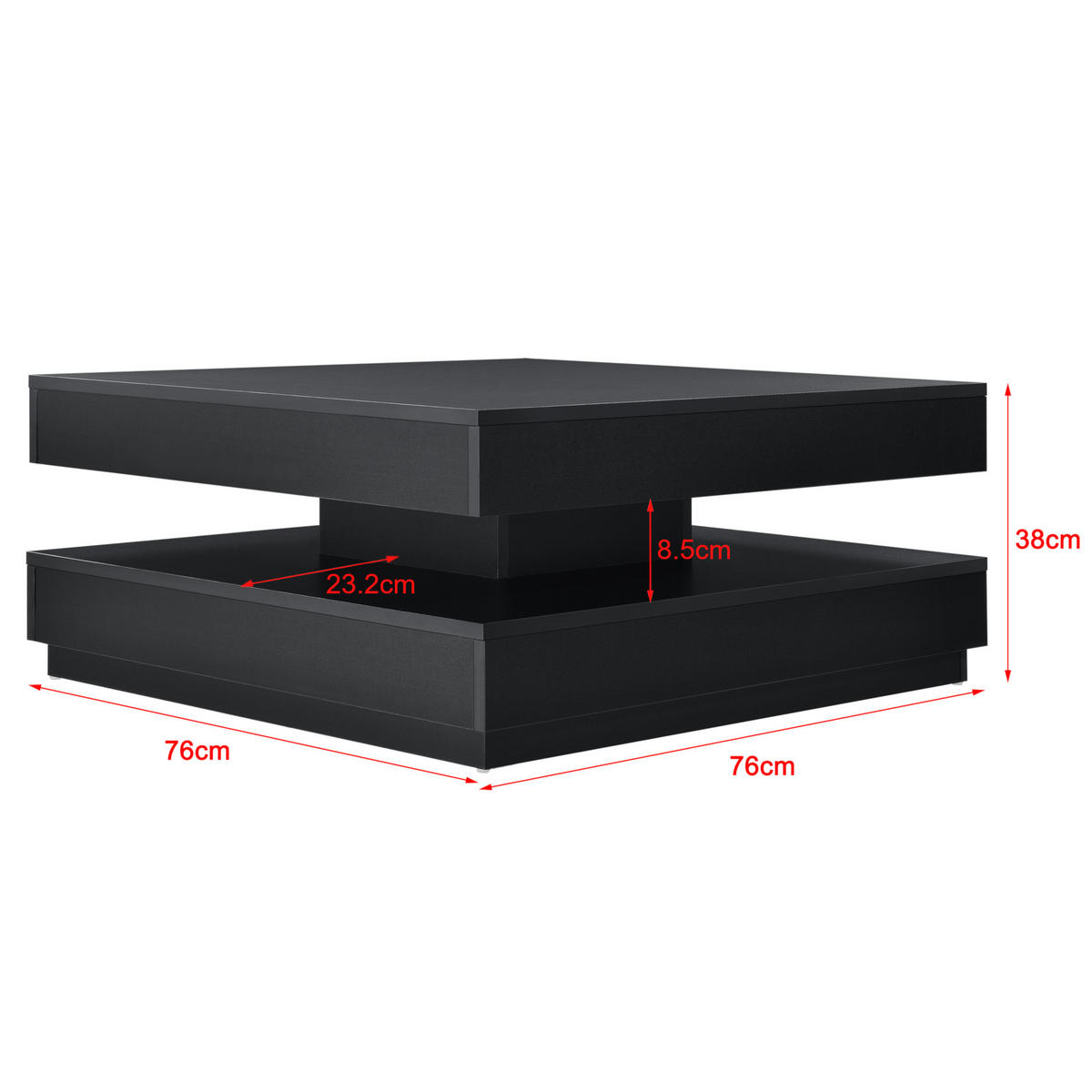 COUCHTISCH Florenz 76/76/38 cm - Schwarz, Holzwerkstoff (76/76/38cm) - [en.casa]