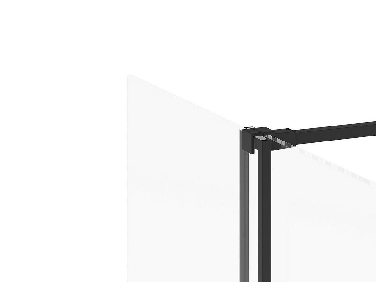 DUSCHTRENNWAND Seitenwand italienische Dusche mit Schiebetür - Metall - Industrial Style - Schwarz matt - 140 x 200 cm - YOREM - Schwarz, Metall (140/200cm) - Vente-Unique