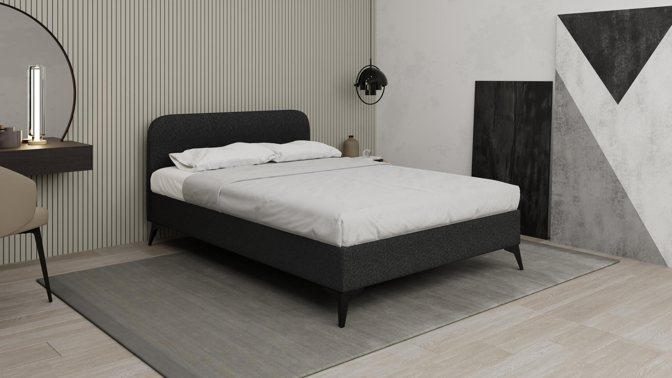 Thumbnail - Panda Möbel Polsterbett, Schwarz, Holz, Mode, 140x200 cm, Oeko-Tex® Standard 100, Schlafzimmer, Betten, Polsterbetten