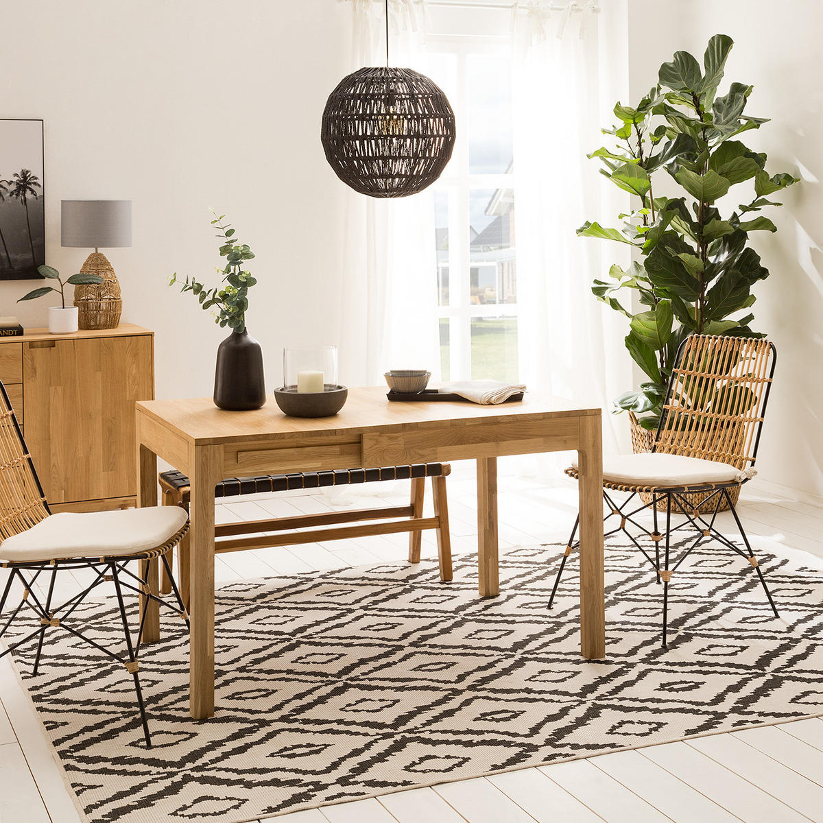 ESSTISCH - Massivholz - Eichefarben, Holz (85/80/75cm) - home24