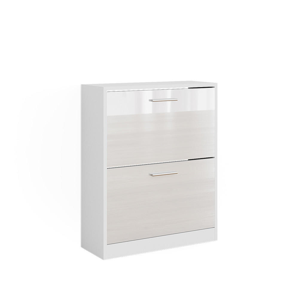 SCHUHSCHRANK Gizmo Weiß Hochglanz 59 x 72.5 cm 2 Fächern - Weiß Hochglanz, Holzwerkstoff (59/72.5/22cm) - Vicco