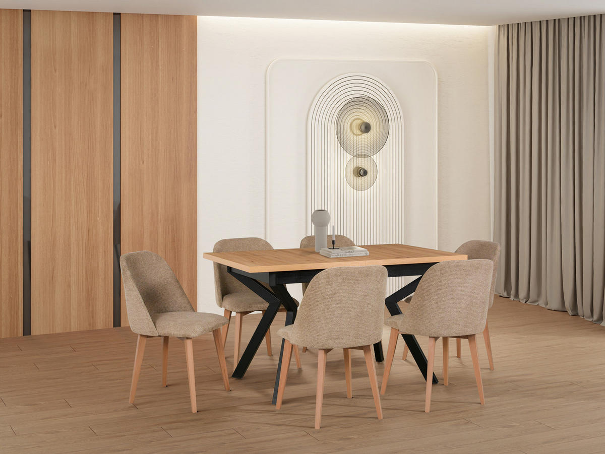 ESSTISCH Ikon 4, 140-180/80 cm, artisan - Eiche Artisan, Holz (80/140/78cm) - Leaf Design