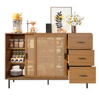 SIDEBOARD aus Spanplatte 140x37x91 cm Natur mit 2 Schiebetüren, 3 Schubladen und verstellbaren Einlegeböden - Naturfarben, Holzwerkstoff (140/91/37cm) - Modfu
