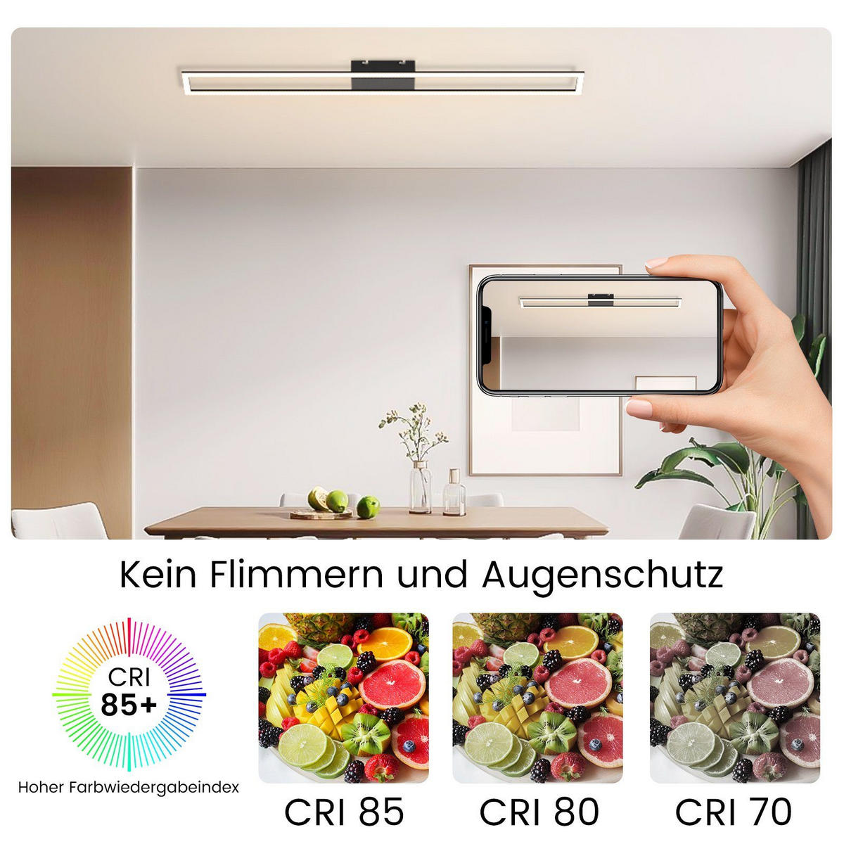 LED-DECKENLEUCHTE Helga 108/11/5 cm - Schwarz, Metall (108/11/5cm) - Nettlife
