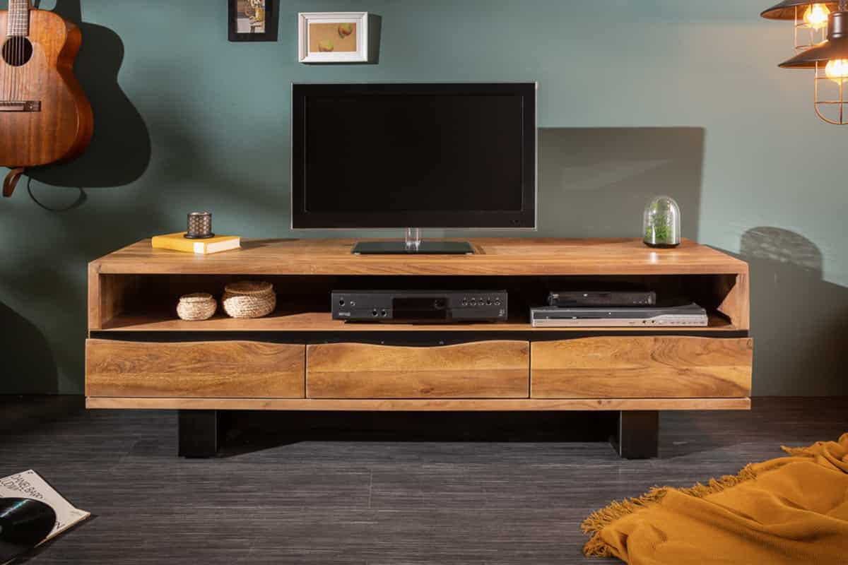 TV-LOWBOARD MAMMUT Akazie 160cm - Schwarz/Braun, Holz/Metall (160/50/41cm) - riess-ambiente