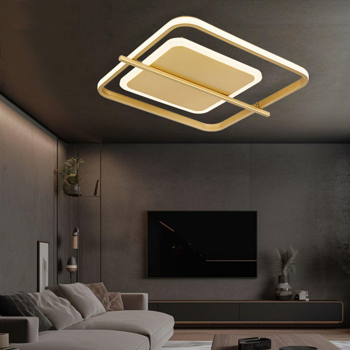 LED DECKENLEUCHTE Metall Goldfarben - Goldfarben, Metall (40/36/5cm) - Globo Lighting
