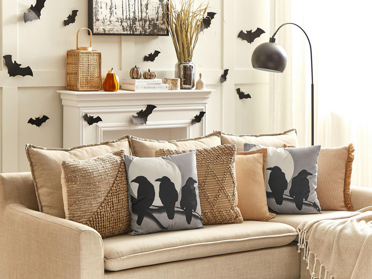 DEKOKISSEN 2er-Set Grau 45/45 cm Oradea - Grau, Textil (45/45cm) - Beliani