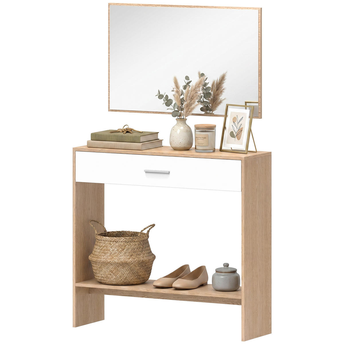 KONSOLENTISCH DE-16824 1 Schublade + Ablage, 91,5 cm Eiche - Eichefarben, Holzwerkstoff (91.5/27.9/85.5cm) - ComfortXL