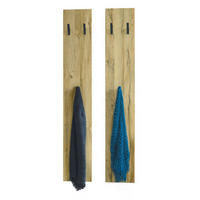 GARDEROBENPANEEL Roma M140, Moderne Wandgarderobe mit 6 Kleiderhaken, Made in Germany, Wandpaneel für Flur, Eiche Natur (24 x 140 x 2 cm) - Eiche Wotan, Holzwerkstoff (24/140/2cm) - InnoFurn