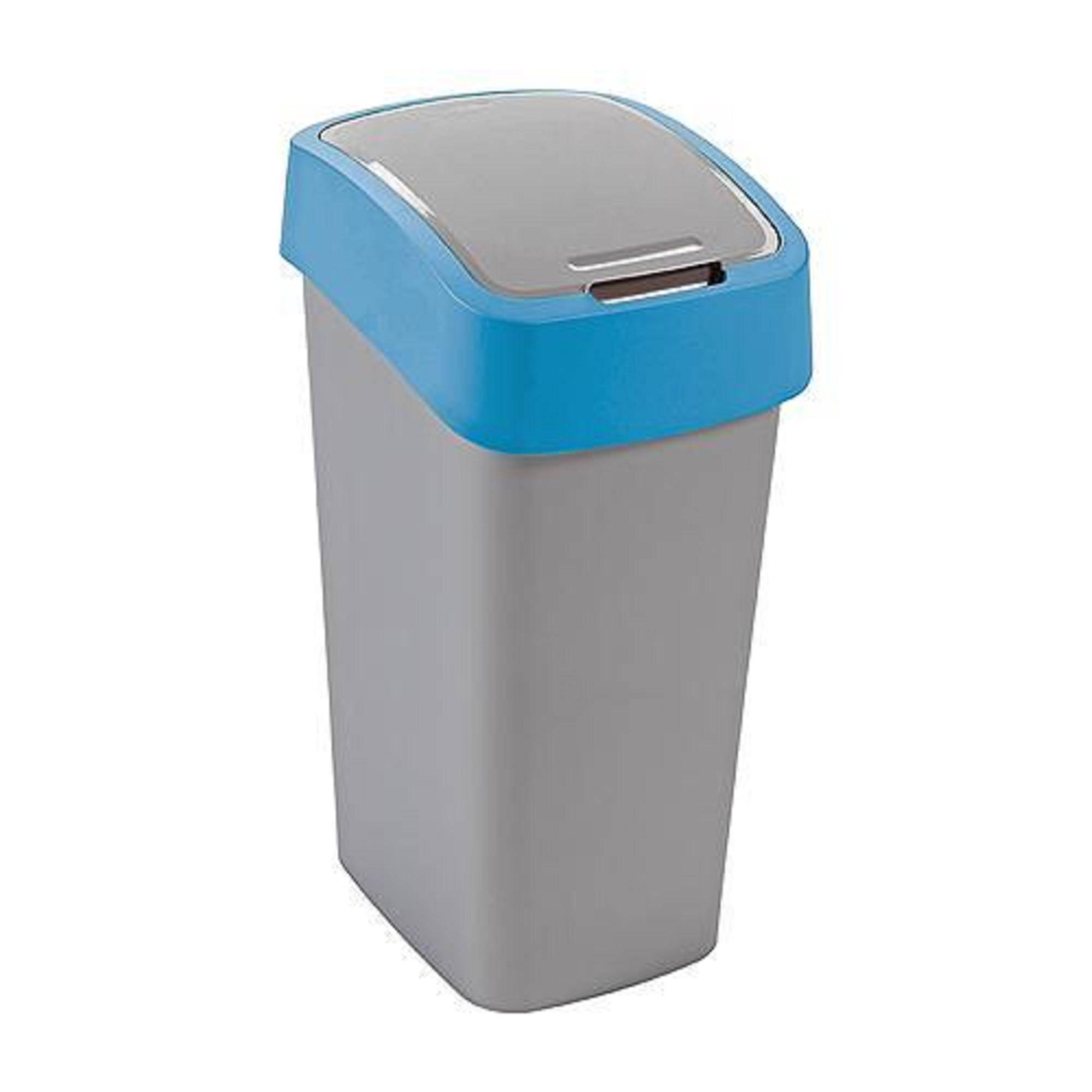 ABFALLBEHÄLTER mit Schwing-/Klappdeckel  50 Liter FassungsvermögenSilber/Blau - Blau, Kunststoff (29.4/65.3/37.6cm) - PROREGAL