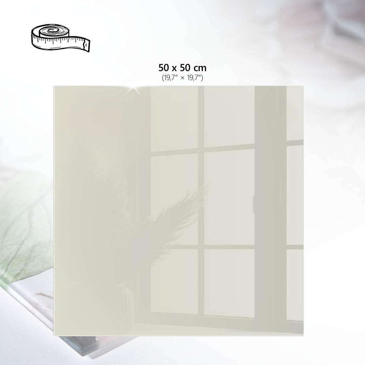 TISCHPLATTE 50x50 cm – Cremefarbener Stein - Orange, Glas (50/50/0.4cm) - Wallfluent