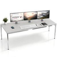SCHREIBTISCH VST1 180 x 100 cm Lichtgrau – höhenverstellbar - Chromfarben/Grau, Holzwerkstoff (180/100/75.5cm) - Versee