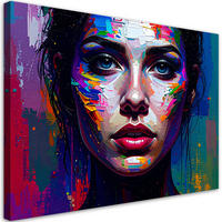 LEINWANDBILD Porträt eines Frauengesichts Abstrakt 120x80cm - Multicolor, Textil (120/80cm) - Feeby