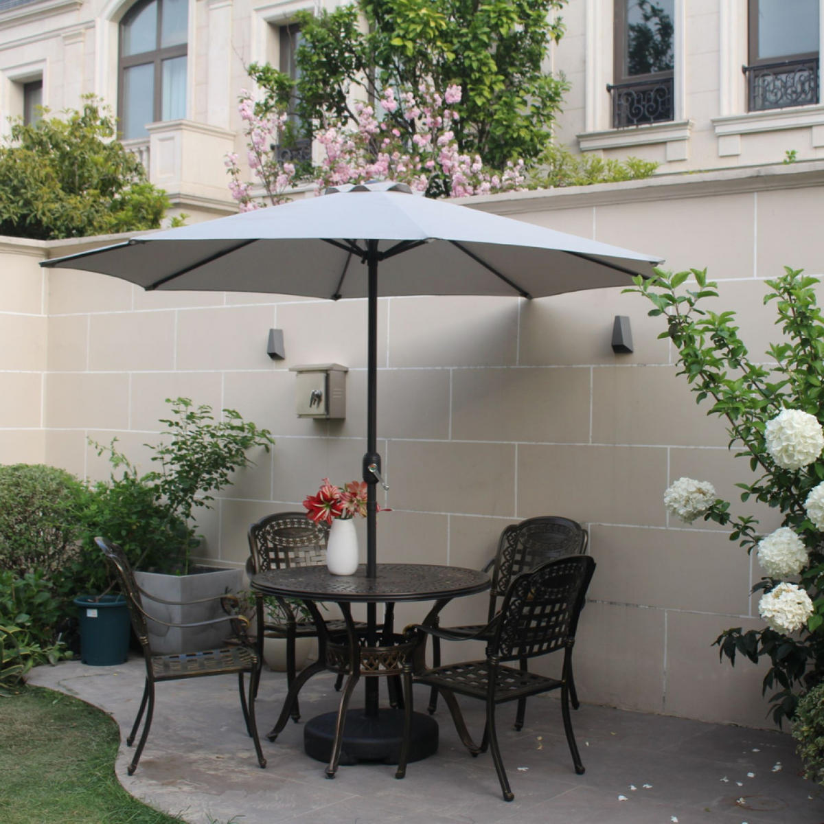 SONNENSCHIRM portofino ecru rund 2 94 x 2 94 cm gerade - Beige, Metall (294/294cm) - Concept Usine