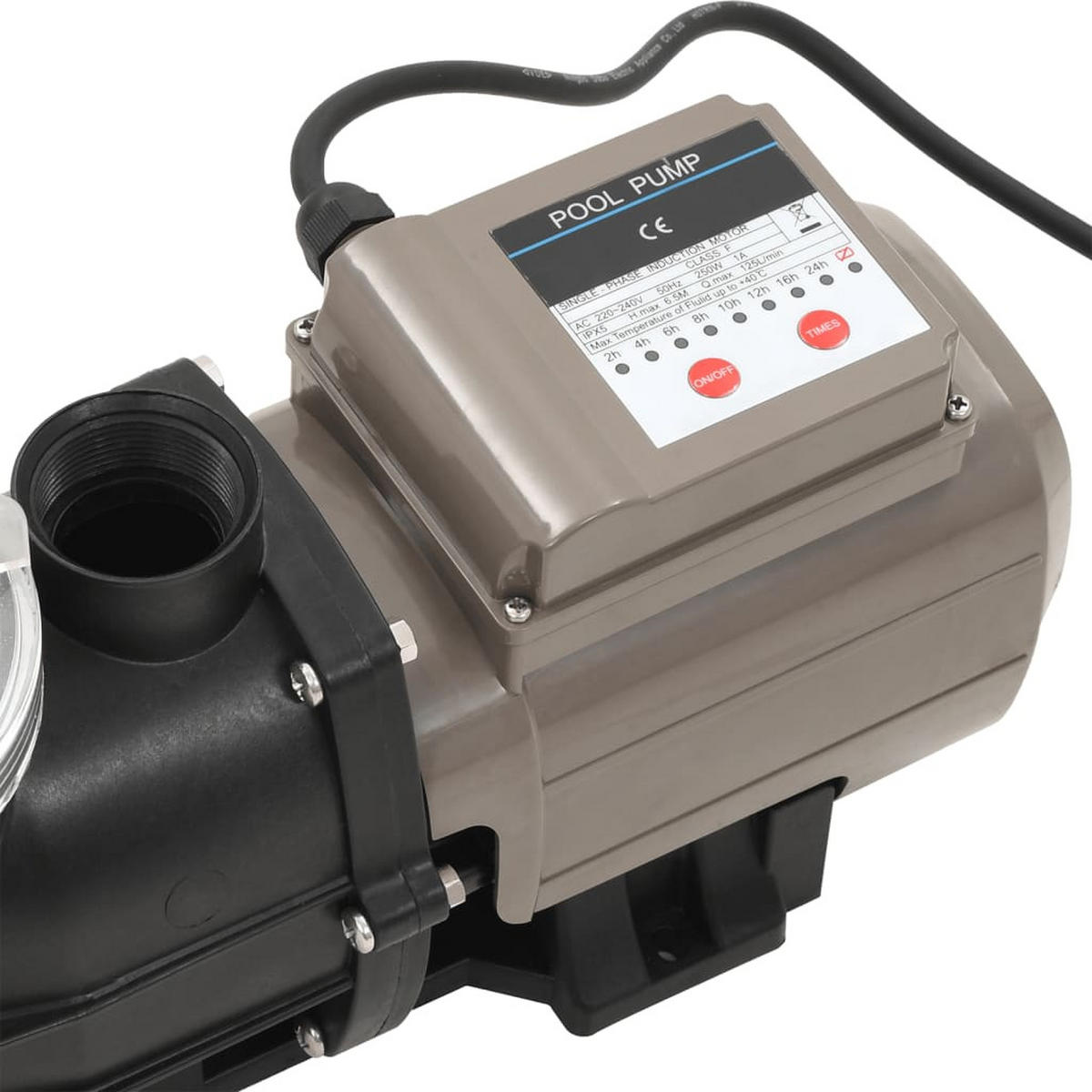 POOLPUMPE Mit Timer Schwarz 0,25 PS 8000 L/H - Schwarz, Kunststoff (15.2/23.4/41.1cm) - vidaXL