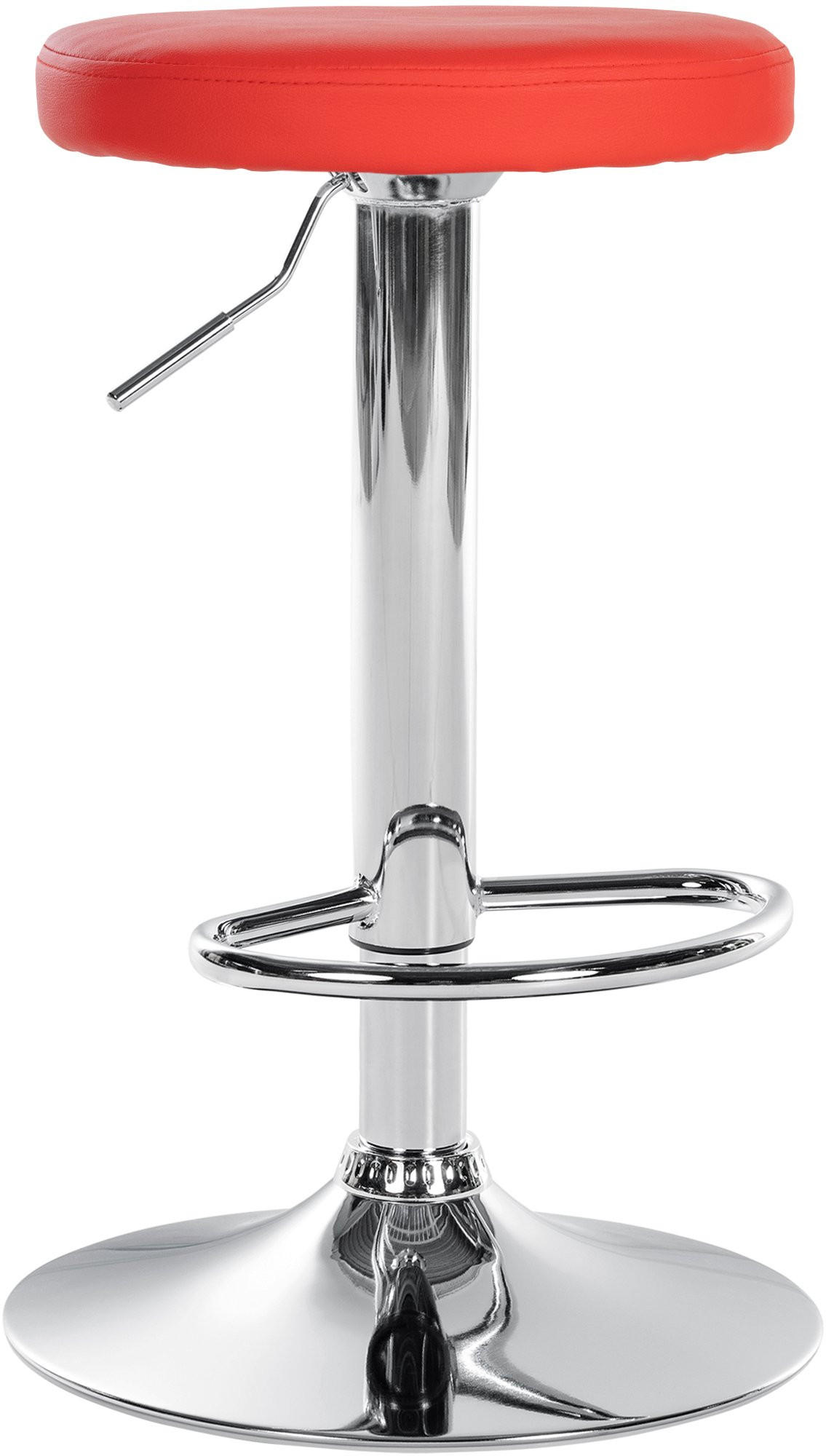 BARHOCKER Lederlook rot - Chromfarben/Rot, Textil/Metall (38.5/60/38.5cm) - CLP