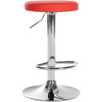 BARHOCKER Lederlook rot - Chromfarben/Rot, Textil/Metall (38.5/60/38.5cm) - CLP