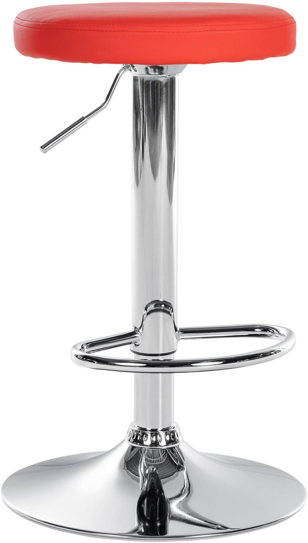BARHOCKER Lederlook rot - Chromfarben/Rot, Textil/Metall (38.5/60/38.5cm) - CLP
