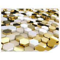 FOTOTAPETE für Büro Futuristisch Goldene Hexagone Formen Geometrie 500x350 - Gelb/Goldfarben, Papier (500/350cm) - Muralo