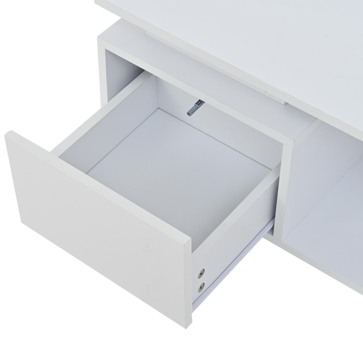 COUCHTISCH 100/50/36 cm weiß aus Spanplatte mit Schublade und LED - Weiß, Holzwerkstoff (100/50/36cm) - OKMYHOME