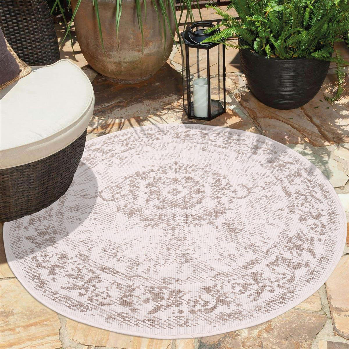 OUTDOOR-TEPPICH DuoRug 5577 Creme 160x160 cm - Beige, Textil (160/160cm) - carpet city