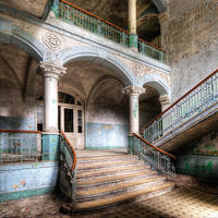 GLASBILD 50x50 cm Lost Places türkis beige - Beige, Glas (50/50cm) - artissimo