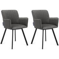 ESSZIMMERSTUHLE PYRUS 2-tlg Velours-Sitz, Grau/Schwarz - Schwarz/Grau, Textil/Metall (56/84/46cm) - KONSIMO®