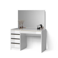 SCHMINKTISCH Imola Weiß/Gold 120 cm mit Spiegel - Goldfarben/Weiß, Holzwerkstoff (120/75/55cm) - Livinity®