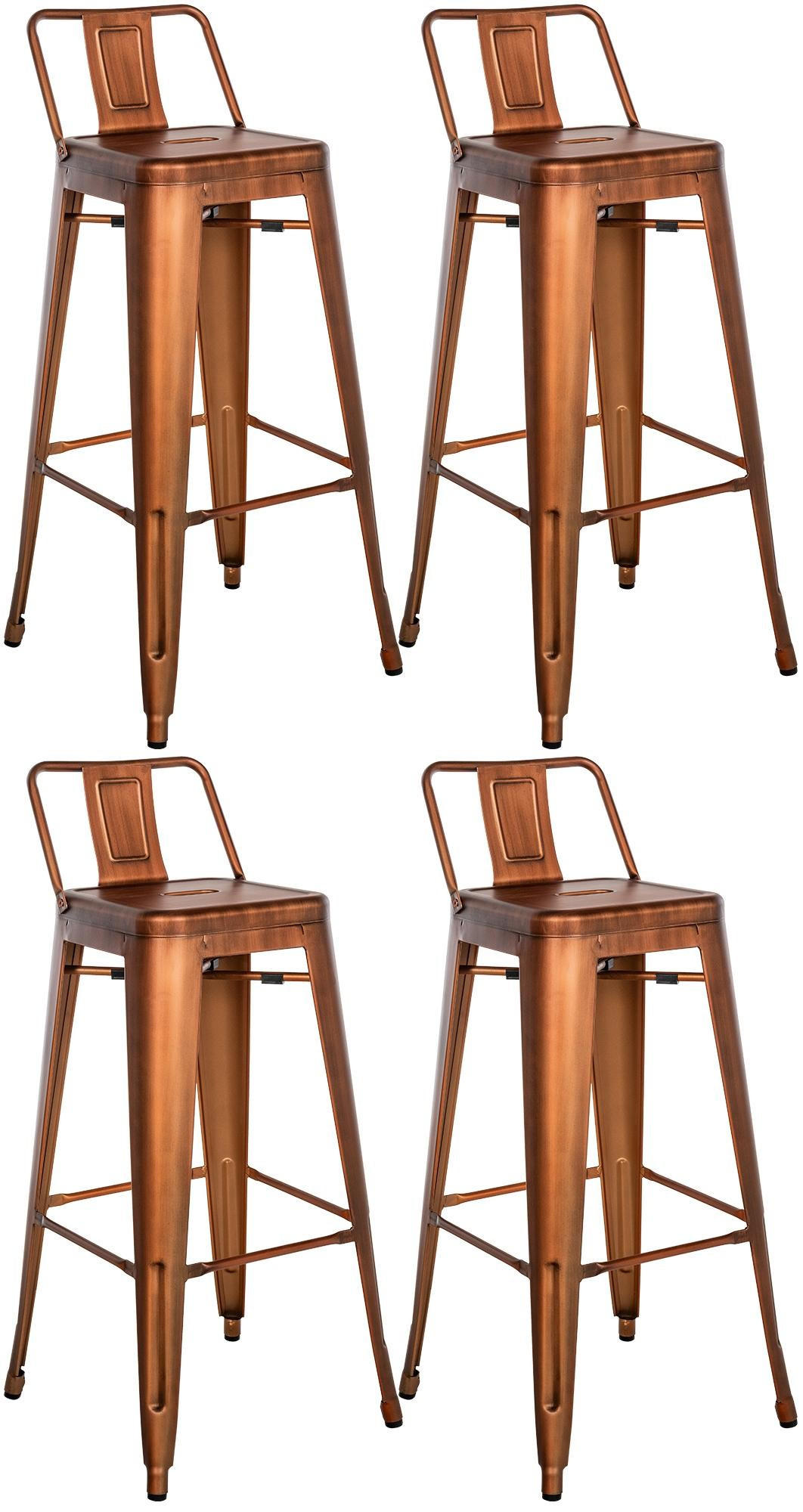 BARHOCKER Mason 4er Set 96x44x43 cm kupfer - Kupferfarben, Metall (44/96/43cm) - furnicato